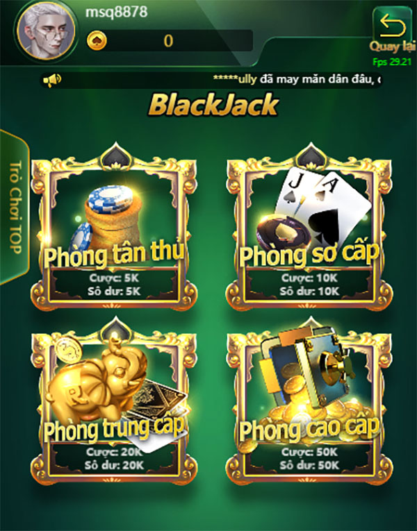 Blackjack trực tuyến