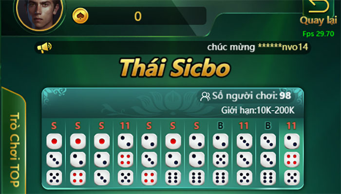Cách chơi Thái Sicbo bản 3D